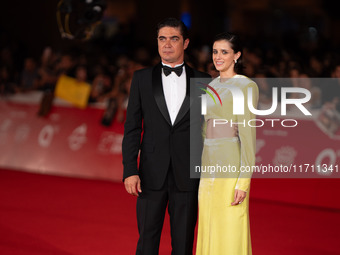 Riccardo Scamarcio and Benedetta Porcaroli attend the ''Modi - Three Days On The Wing Of Madness'' red carpet during the 19th Rome Film Fest...