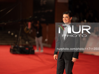 Riccardo Scamarcio attends the ''Modi - Three Days On The Wing Of Madness'' red carpet during the 19th Rome Film Festival at Auditorium Parc...