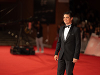 Riccardo Scamarcio attends the ''Modi - Three Days On The Wing Of Madness'' red carpet during the 19th Rome Film Festival at Auditorium Parc...