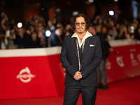 Johnny Depp attends the ''Modi - Three Days On The Wing Of Madness'' red carpet during the 19th Rome Film Festival at Auditorium Parco Della...