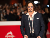 Johnny Depp attends the ''Modi - Three Days On The Wing Of Madness'' red carpet during the 19th Rome Film Festival at Auditorium Parco Della...