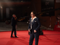 Johnny Depp attends the ''Modi - Three Days On The Wing Of Madness'' red carpet during the 19th Rome Film Festival at Auditorium Parco Della...