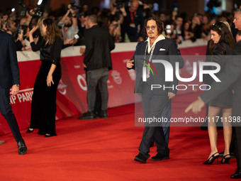 Johnny Depp attends the ''Modi - Three Days On The Wing Of Madness'' red carpet during the 19th Rome Film Festival at Auditorium Parco Della...