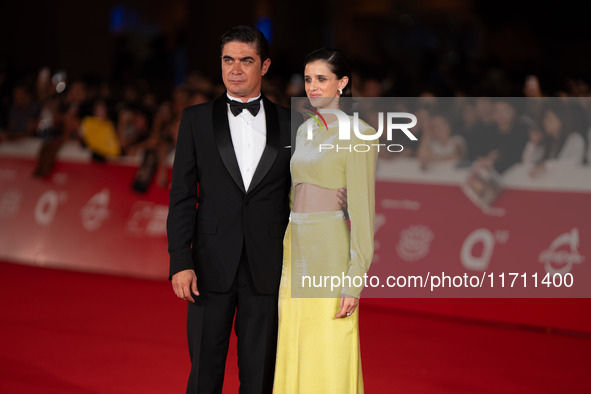 Riccardo Scamarcio and Benedetta Porcaroli attend the ''Modi - Three Days On The Wing Of Madness'' red carpet during the 19th Rome Film Fest...