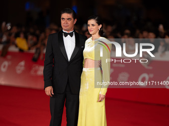 Riccardo Scamarcio and Benedetta Porcaroli attend the ''Modi - Three Days On The Wing Of Madness'' red carpet during the 19th Rome Film Fest...