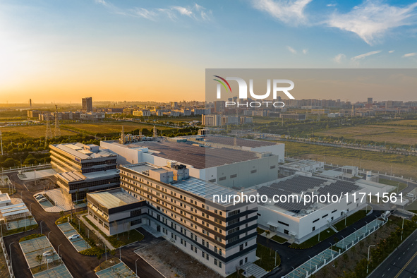 An aerial photo on October 4, 2024, shows the project of the R&D and production headquarters of Xintou Microelectronics Co., LTD in Hefei, A...