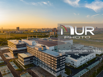 An aerial photo on October 4, 2024, shows the project of the R&D and production headquarters of Xintou Microelectronics Co., LTD in Hefei, A...