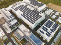 An aerial photo on October 4, 2024, shows the project of the R&D and production headquarters of Xintou Microelectronics Co., LTD in Hefei, A...