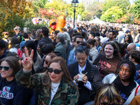 A large crowd gathers for the annual Halloween Dog Parade in Washington Square Park in New York City, USA, on October 26, 2024. (