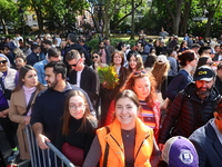 A large crowd gathers for the annual Halloween Dog Parade in Washington Square Park in New York City, USA, on October 26, 2024. (