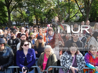 A large crowd gathers for the annual Halloween Dog Parade in Washington Square Park in New York City, USA, on October 26, 2024. (