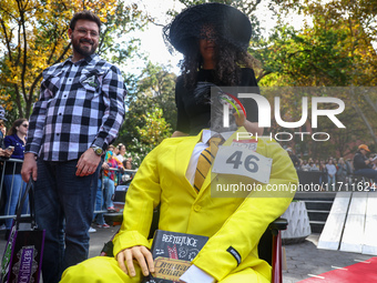 A dog dresses as the character Bob from the unemployment office from the movie ''Beetlejuice'' during the Washington Square Park Halloween D...