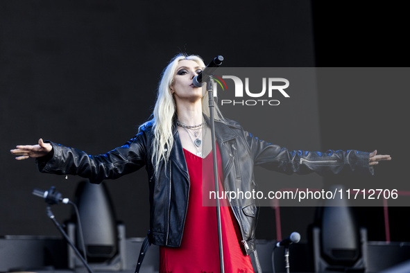 Taylor Momsen of The Pretty Reckless performs at RCF Arena Campovolo in Reggio Emilia, Italy, on May 25, 2024. 