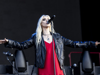 Taylor Momsen of The Pretty Reckless performs at RCF Arena Campovolo in Reggio Emilia, Italy, on May 25, 2024. (