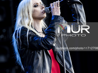 Taylor Momsen of The Pretty Reckless performs at RCF Arena Campovolo in Reggio Emilia, Italy, on May 25, 2024. (