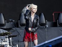 Taylor Momsen of The Pretty Reckless performs at RCF Arena Campovolo in Reggio Emilia, Italy, on May 25, 2024. (