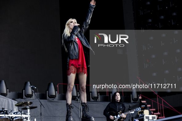 Taylor Momsen of The Pretty Reckless performs at RCF Arena Campovolo in Reggio Emilia, Italy, on May 25, 2024. 