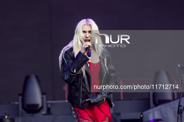 Taylor Momsen of The Pretty Reckless performs at RCF Arena Campovolo in Reggio Emilia, Italy, on May 25, 2024. 