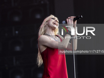 Taylor Momsen of The Pretty Reckless performs at RCF Arena Campovolo in Reggio Emilia, Italy, on May 25, 2024. (