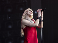 Taylor Momsen of The Pretty Reckless performs at RCF Arena Campovolo in Reggio Emilia, Italy, on May 25, 2024. (