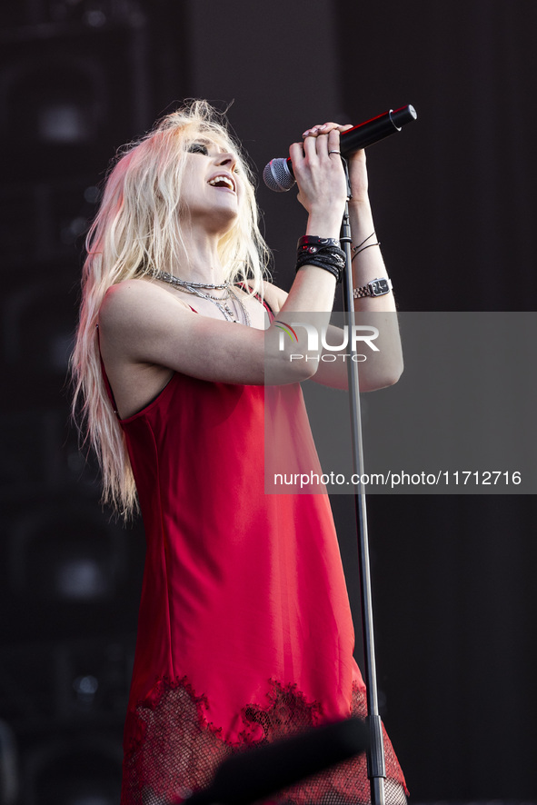 Taylor Momsen of The Pretty Reckless performs at RCF Arena Campovolo in Reggio Emilia, Italy, on May 25, 2024. 