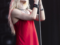 Taylor Momsen of The Pretty Reckless performs at RCF Arena Campovolo in Reggio Emilia, Italy, on May 25, 2024. (