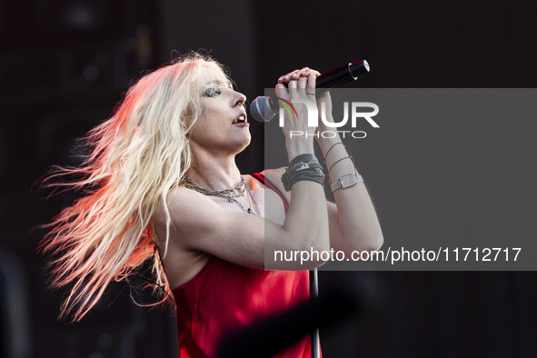 Taylor Momsen of The Pretty Reckless performs at RCF Arena Campovolo in Reggio Emilia, Italy, on May 25, 2024. 