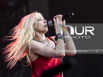 Taylor Momsen of The Pretty Reckless performs at RCF Arena Campovolo in Reggio Emilia, Italy, on May 25, 2024. (