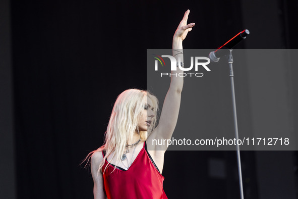 Taylor Momsen of The Pretty Reckless performs at RCF Arena Campovolo in Reggio Emilia, Italy, on May 25, 2024. 