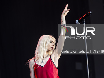 Taylor Momsen of The Pretty Reckless performs at RCF Arena Campovolo in Reggio Emilia, Italy, on May 25, 2024. (