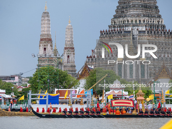 Thousands of well-wishers turn up along the shores of the Chao Phraya River in Bangkok, Thailand, on October 27, 2024, to watch Thai King Ma...