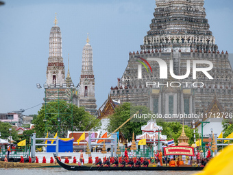 Thousands of well-wishers turn up along the shores of the Chao Phraya River in Bangkok, Thailand, on October 27, 2024, to watch Thai King Ma...