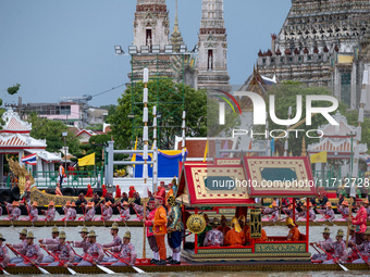 Thousands of well-wishers turn up along the shores of the Chao Phraya River in Bangkok, Thailand, on October 27, 2024, to watch Thai King Ma...