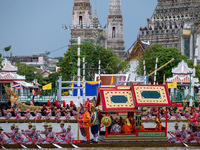 Thousands of well-wishers turn up along the shores of the Chao Phraya River in Bangkok, Thailand, on October 27, 2024, to watch Thai King Ma...