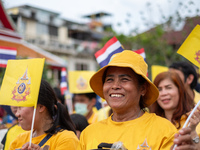 Thousands of well-wishers turn up along the shores of the Chao Phraya River in Bangkok, Thailand, on October 27, 2024, to watch Thai King Ma...