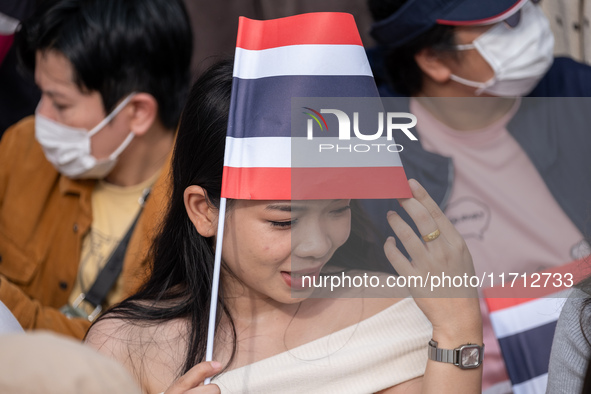 Thousands of well-wishers turn up along the shores of the Chao Phraya River in Bangkok, Thailand, on October 27, 2024, to watch Thai King Ma...