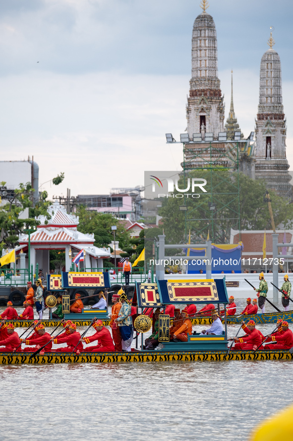 Thousands of well-wishers turn up along the shores of the Chao Phraya River in Bangkok, Thailand, on October 27, 2024, to watch Thai King Ma...