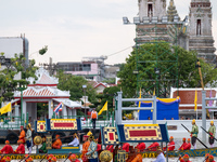 Thousands of well-wishers turn up along the shores of the Chao Phraya River in Bangkok, Thailand, on October 27, 2024, to watch Thai King Ma...