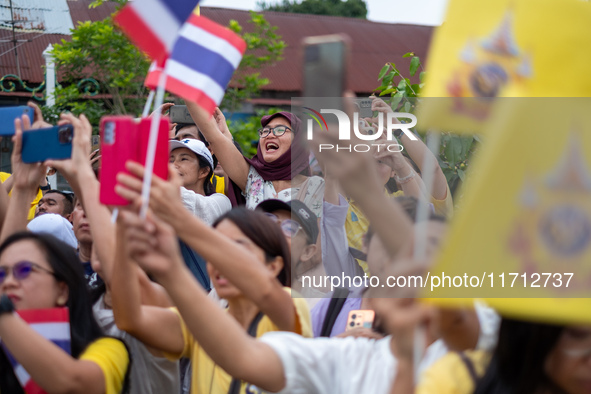 Thousands of well-wishers turn up along the shores of the Chao Phraya River in Bangkok, Thailand, on October 27, 2024, to watch Thai King Ma...