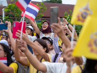 Thousands of well-wishers turn up along the shores of the Chao Phraya River in Bangkok, Thailand, on October 27, 2024, to watch Thai King Ma...