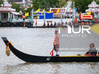 Thousands of well-wishers turn up along the shores of the Chao Phraya River in Bangkok, Thailand, on October 27, 2024, to watch Thai King Ma...