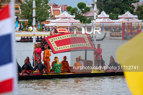 Thousands of well-wishers turn up along the shores of the Chao Phraya River in Bangkok, Thailand, on October 27, 2024, to watch Thai King Ma...