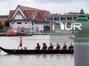 Thousands of well-wishers turn up along the shores of the Chao Phraya River in Bangkok, Thailand, on October 27, 2024, to watch Thai King Ma...