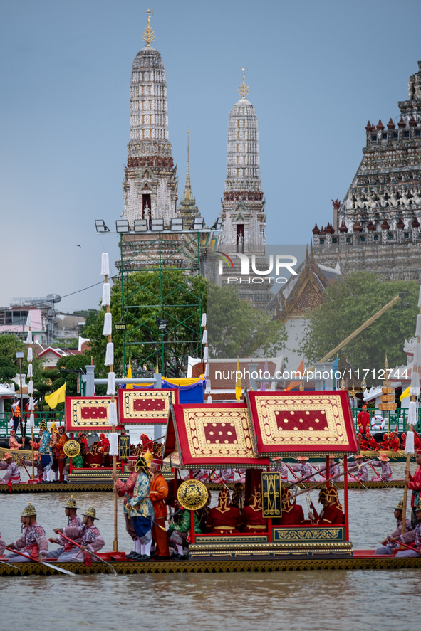 Thousands of well-wishers turn up along the shores of the Chao Phraya River in Bangkok, Thailand, on October 27, 2024, to watch Thai King Ma...