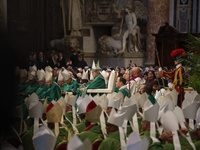 Pope Francis celebrates a Mass for the closing of the 16th General Assembly of the Synod of Bishops in St. Peter's Basilica at the Vatican o...