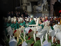 Pope Francis celebrates a Mass for the closing of the 16th General Assembly of the Synod of Bishops in St. Peter's Basilica at the Vatican o...