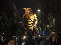 Asterion the Minotaur wanders the streets of Toulouse at night. French street show creator Francois Delaroziere, director of the art company...