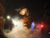 Asterion the Minotaur wanders the streets of Toulouse at night. French street show creator Francois Delaroziere, director of the art company...