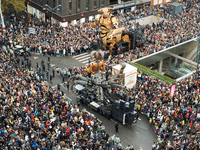 Asterion and Lilith are followed by thousands of people in the streets of Toulouse. French street show creator Francois Delaroziere, directo...