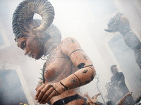 Portrait of Lilith, the giant scorpion woman. French street show creator Francois Delaroziere, director of the art company 'La Machine', cre...